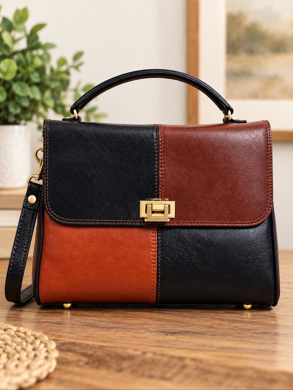 Patricia Nash Color Block Leather Briefcase Satchel – NEW WITH TAGS